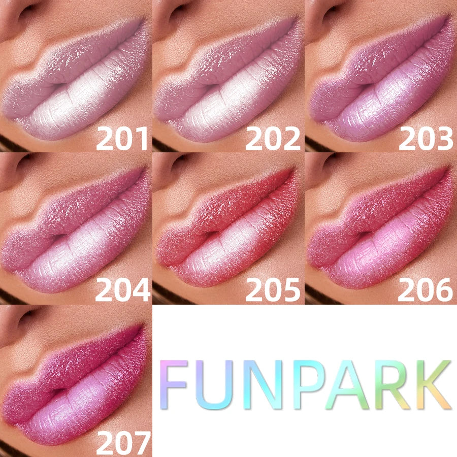7 Colors Sparkling Metallic Finish Lipstick Hydrating Red Pink Glitter Lip Tint Shine Lip Color Highly Pigmented Lip Makeup Gift HIP