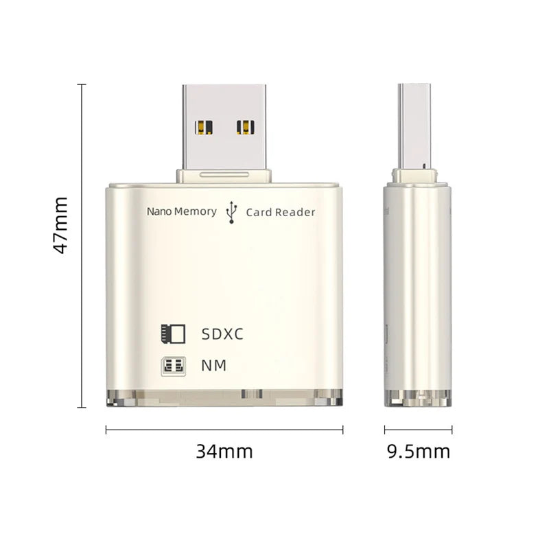 USB 3.0 SD & NM Nano Memory Card Reader – 8GB–128GB USB Card Reader HIP