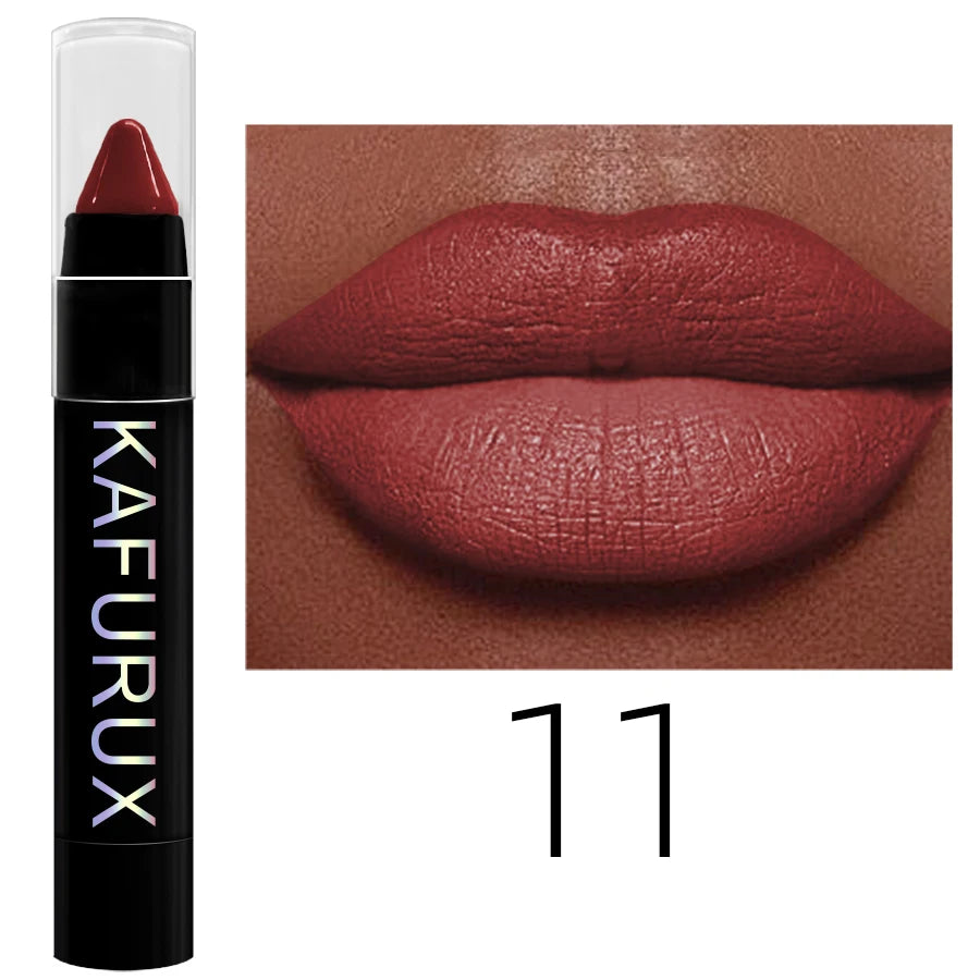 15 Colors Nude Velet Matte Lipstick Pencil Waterproof Long Lasting Red Brown Pink Lip Liner Pen Non-Stick Cup Makeup Lip Tint Pe HIP 11