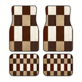 4-Piece Brown Checkerboard Car Floor Mats – Non-Slip Car Floor Mats HIP 1