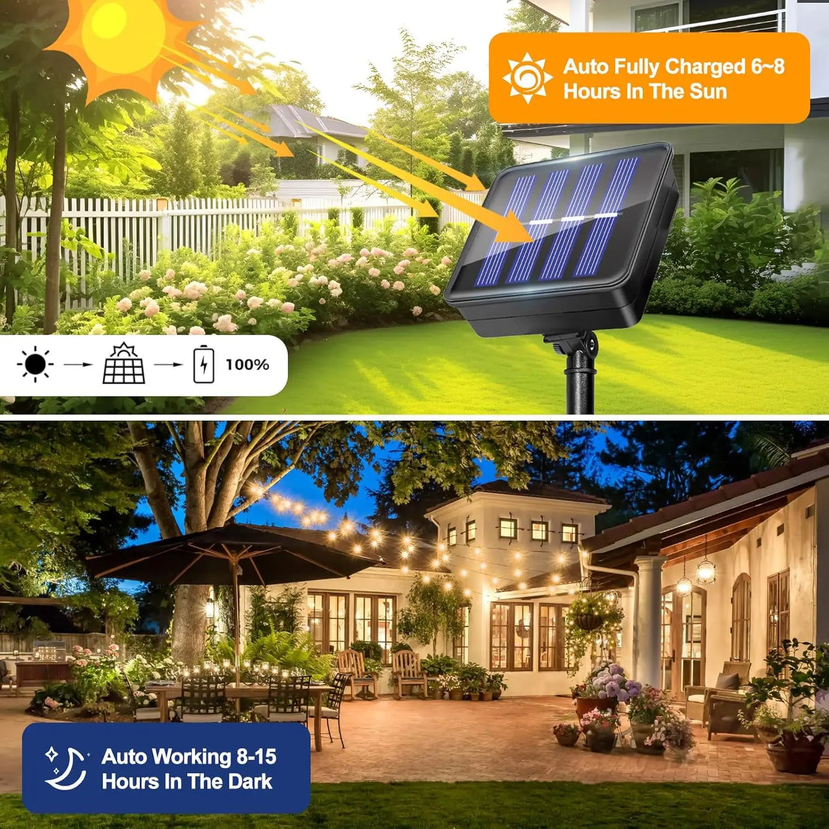 300 LED Solar String Lights – IP65 Waterproof, 8 Modes Solar String Lights HIP
