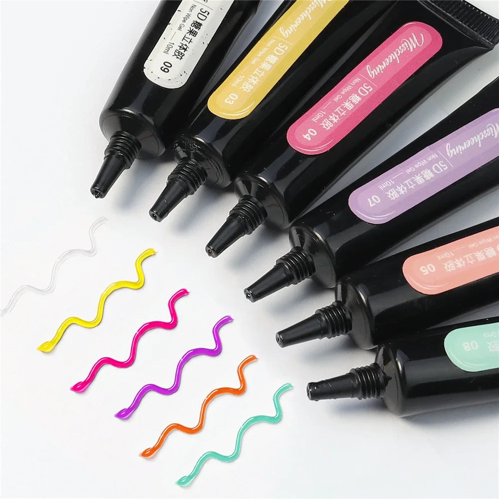 3D Pudding Gel 12ml Tube Emboss Korean Style Nail Design Painting Full Coverage Super Texture Gel Pigmented Paint Liner Gel HIP