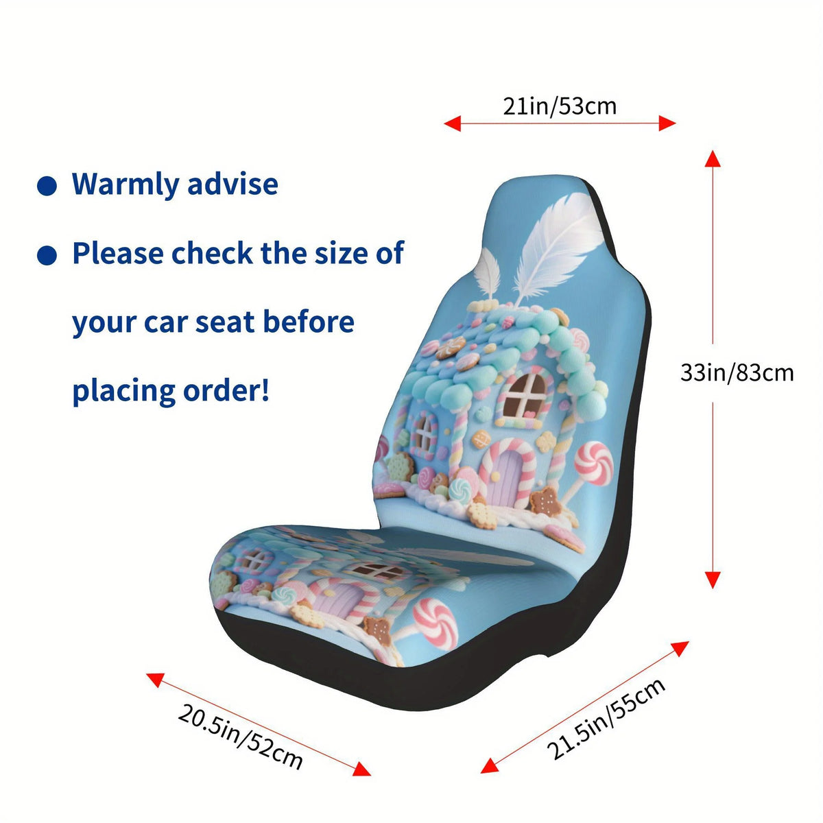 2pc Candy House Blue Pastel Car Seat Covers – Whimsical Design Car Seat Covers HIP