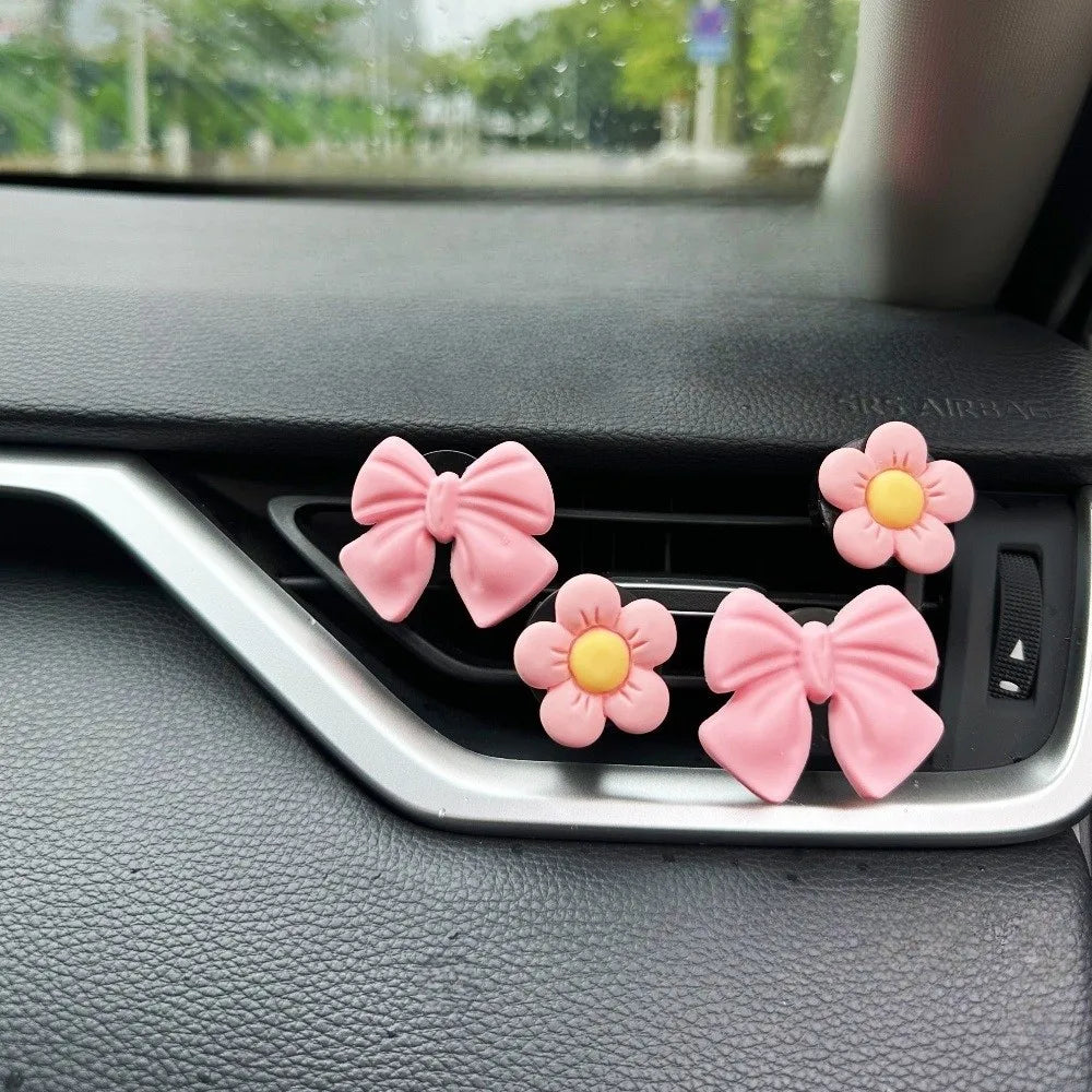 8-Pack Car Air Vent Clips – Sunflower & Bow Knot Decor Car Vent Ornament HIP