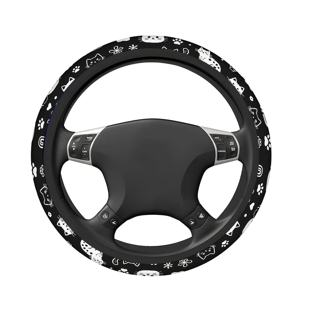 Cute Kitten Car Steering Wheel Cover – Soft & Breathable Steering Wheel Cover HIP