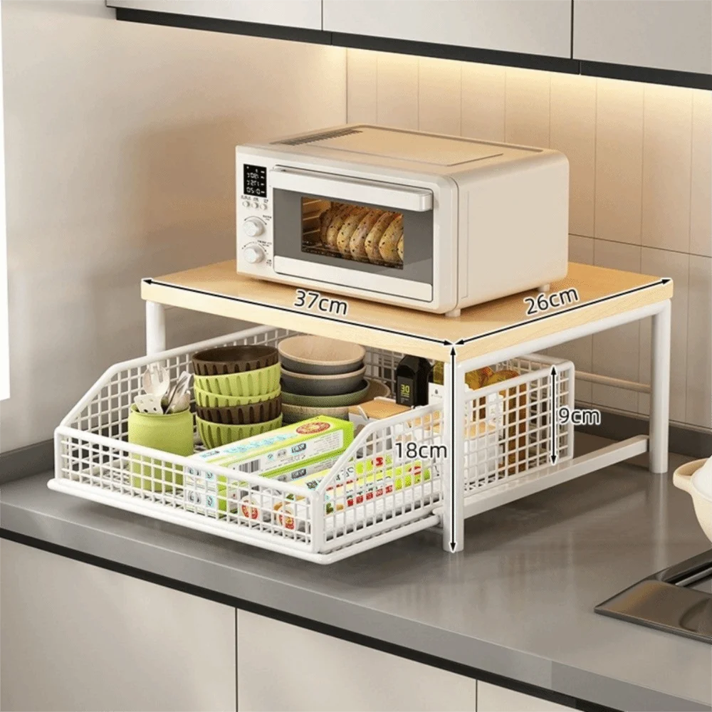 Microwave Stand with Drawers – Kitchen Countertop Organizer Kitchen Storage Rack HIP