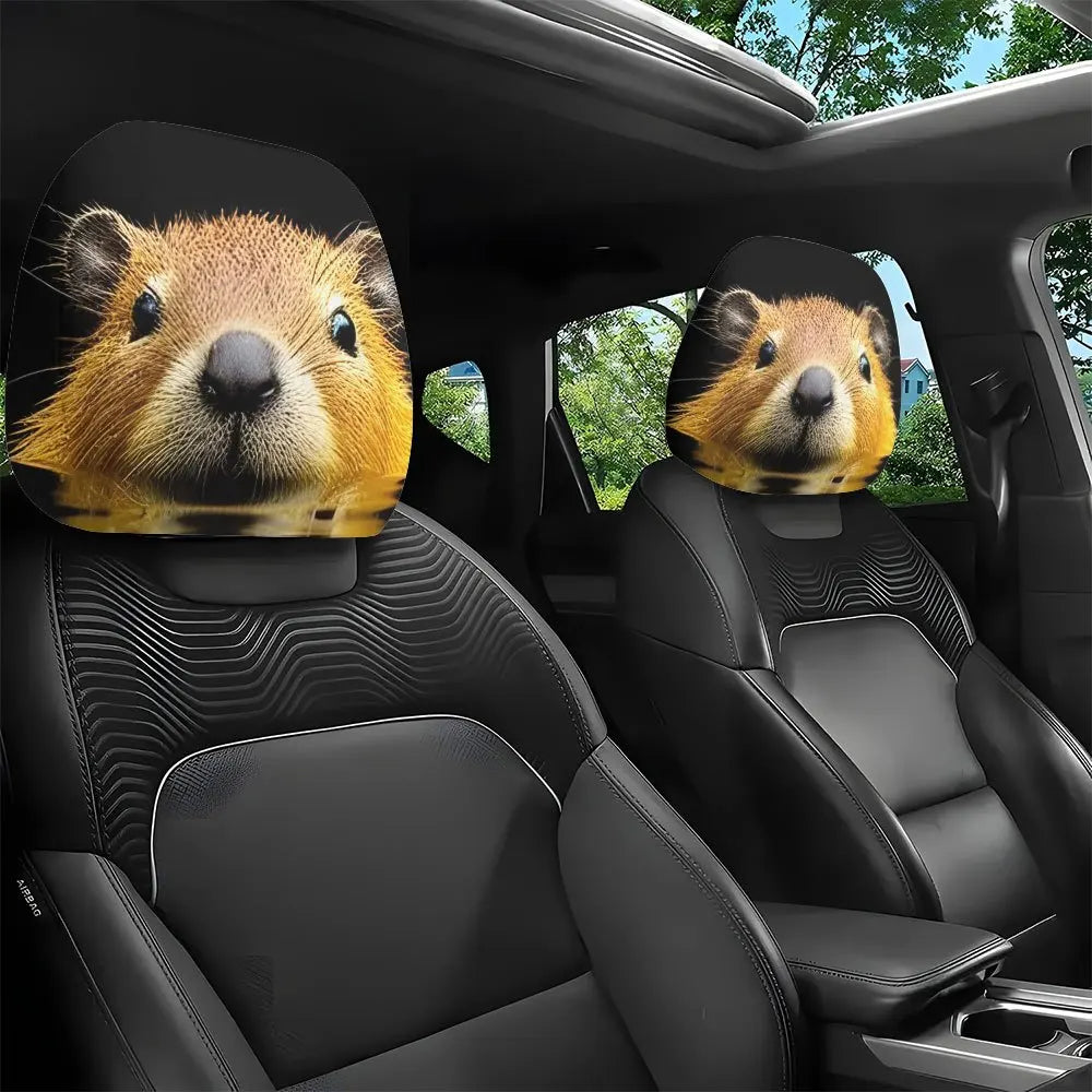 2-Pack Beaver Print Car Headrest Covers – Fun & Easy Clean Car Headrest Cover HIP