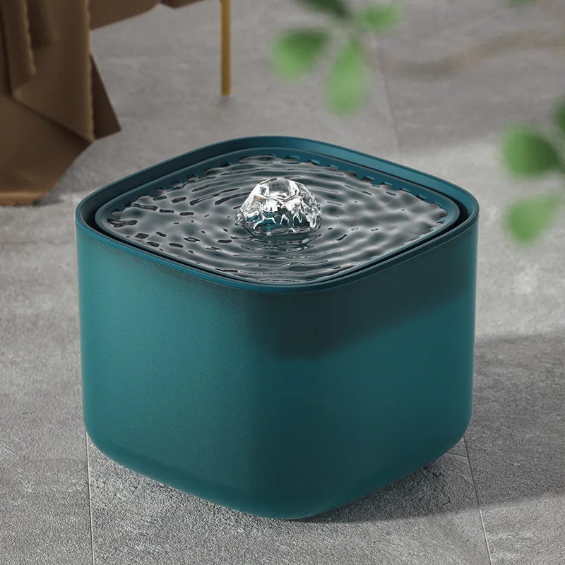 3L Automatic Cat Water Fountain – Quiet Electric Pump Pet Water Fountain HIP Green-Silver USB 3L