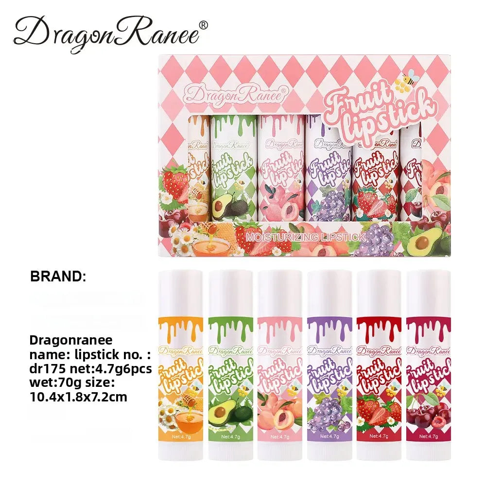 Dragon Ranee 6-Color Fruit Tinted Lip Balm Set | Moisturizing Tinted Lip Balm Set HIP