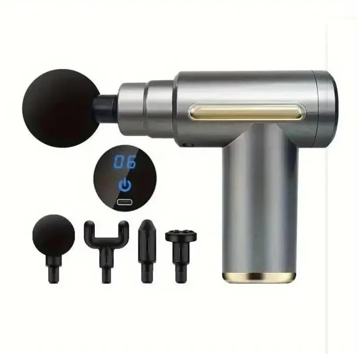 Portable Muscle Massage Gun – LED Touch Screen, Rechargeable Percussion Massage Gun HIP gray