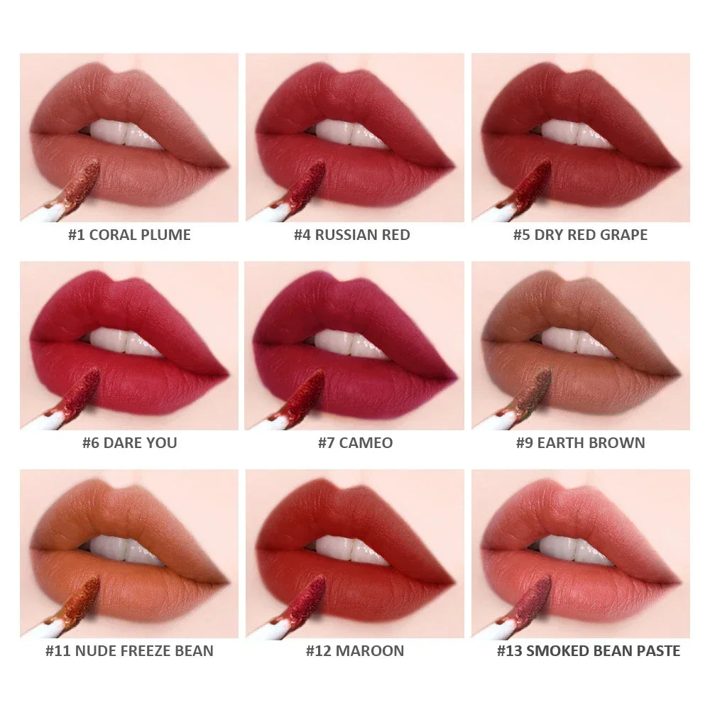 SANIYE Brand Makeup Nude Lip Gloss Waterproof Liquid Matte Lipstick Long Lasting 4g Quick Dry Red Lip Gloss Cosmetics HIP
