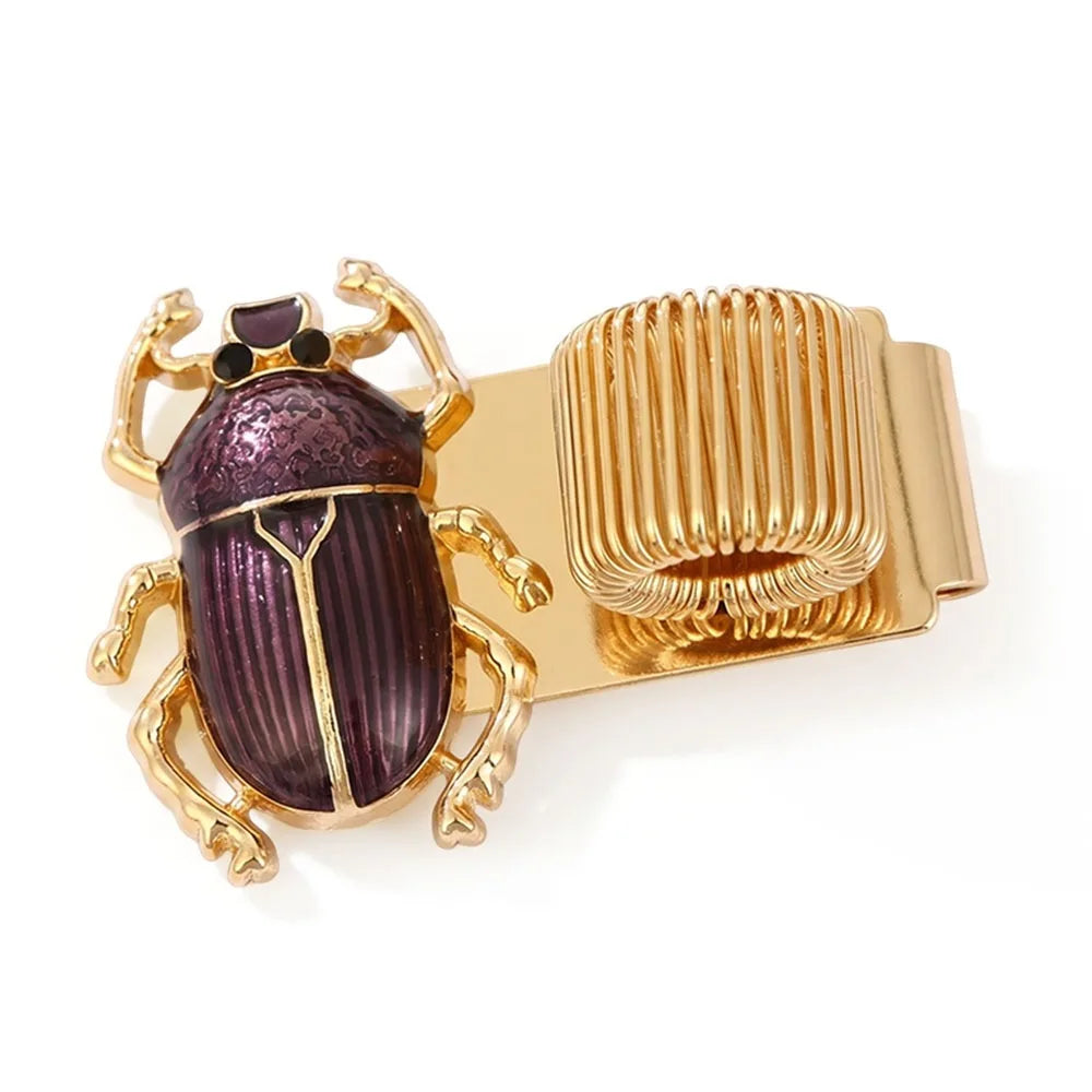 Metal Scarab Beetle Pen Clip with Spring Loop for Notebooks Pen Clip Bookmark HIP Purple