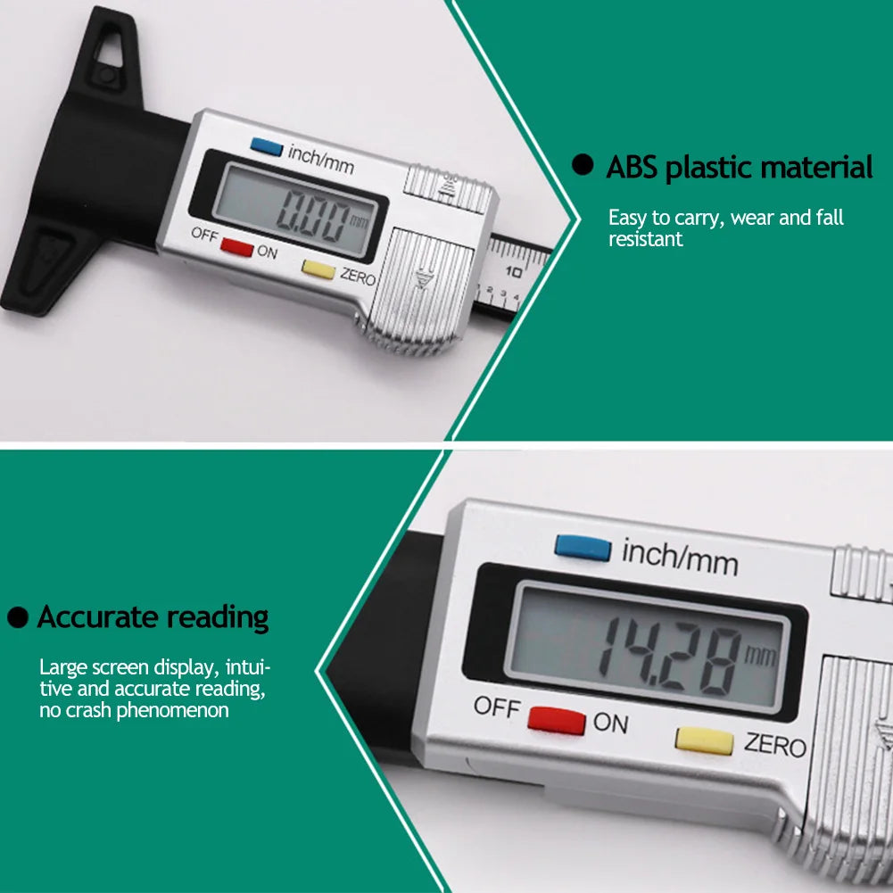 Digital Car Tyre Tire Tread Depth Gauge Meter Measurer Tool Caliper Thickness Gauges Tread Brake Pad Shoe Tire Monitoring System HIP