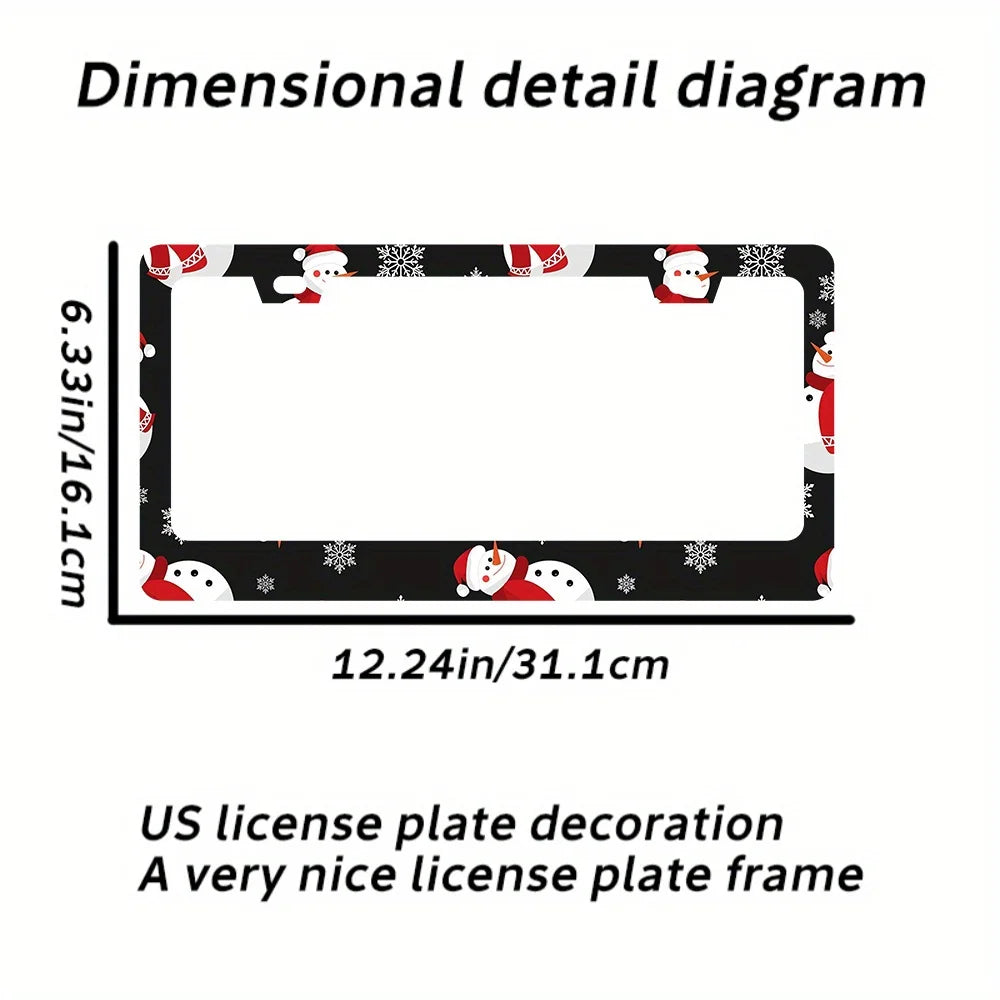 2-Pack Snowman License Plate Frame Set – Aluminum, Universal Fit License Plate Frame HIP