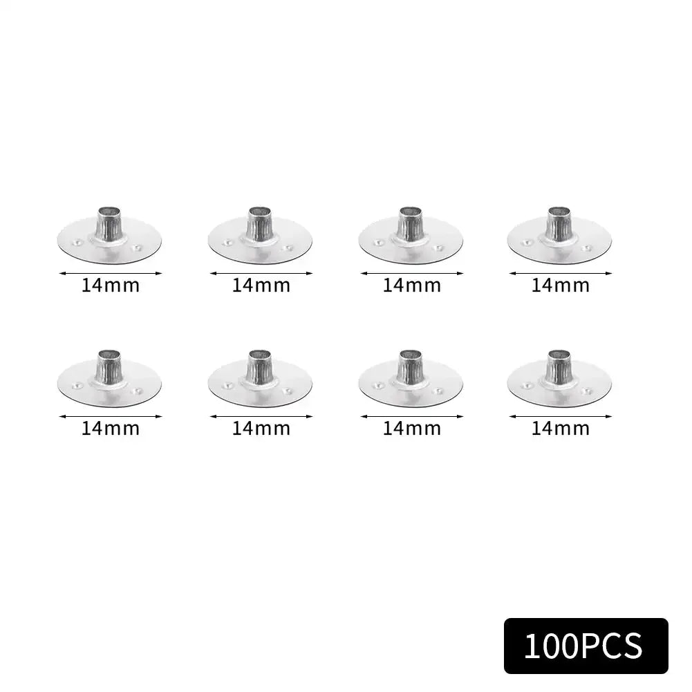 100PCS Candle Wick Tabs Metal Sustainer Tabs Multi-Purpose Candle Wick Base 20/16/14/12.5mm for Wide Variety Wicks Candle DIY HIP 14mm 100Pcs