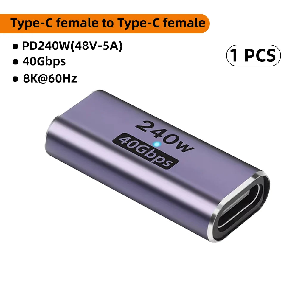 USB-C Female to Female Adapter 240W PD 40Gbps 8K – 4 Pack USB-C Coupler Adapter HIP 1x CM-CM 240 ZT