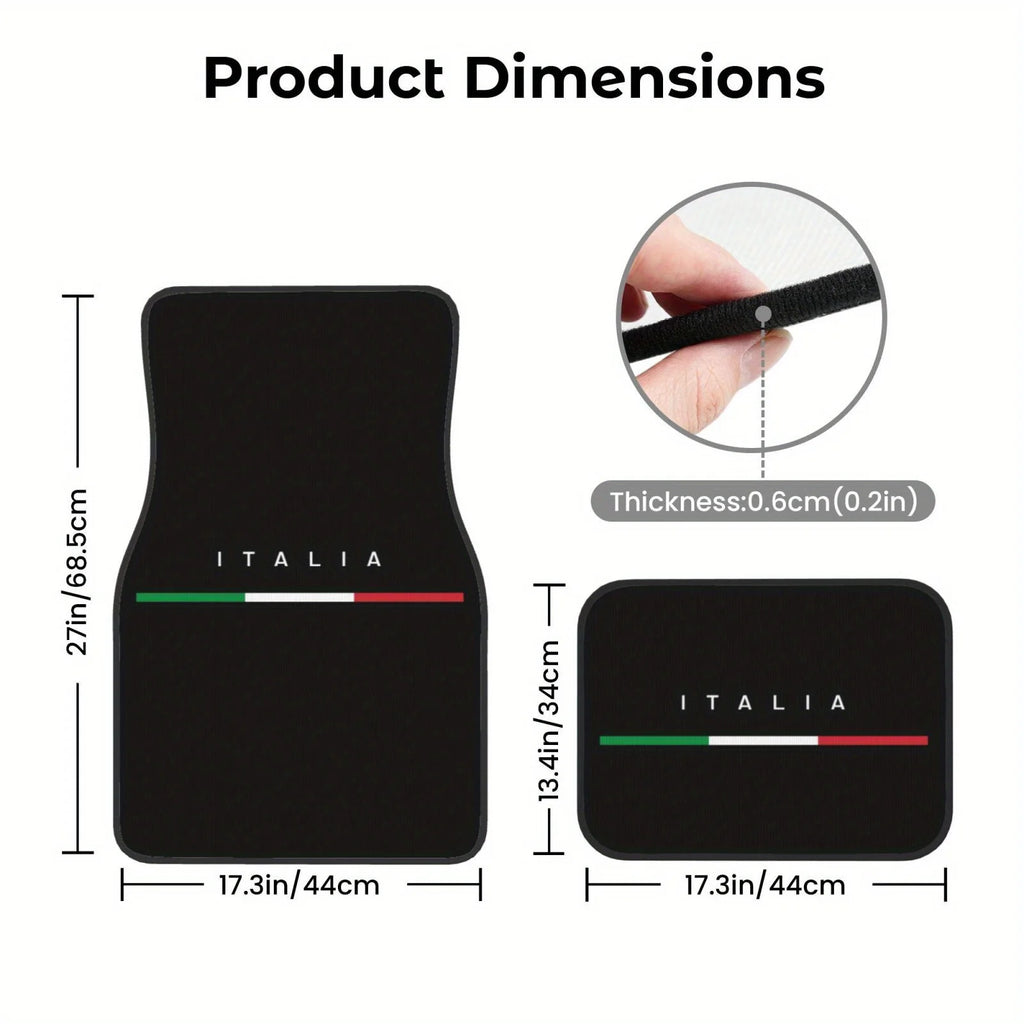 ITALIA Crystal Velvet Car Floor Mats – 4-Piece Non-Slip Set Car Floor Mats HIP