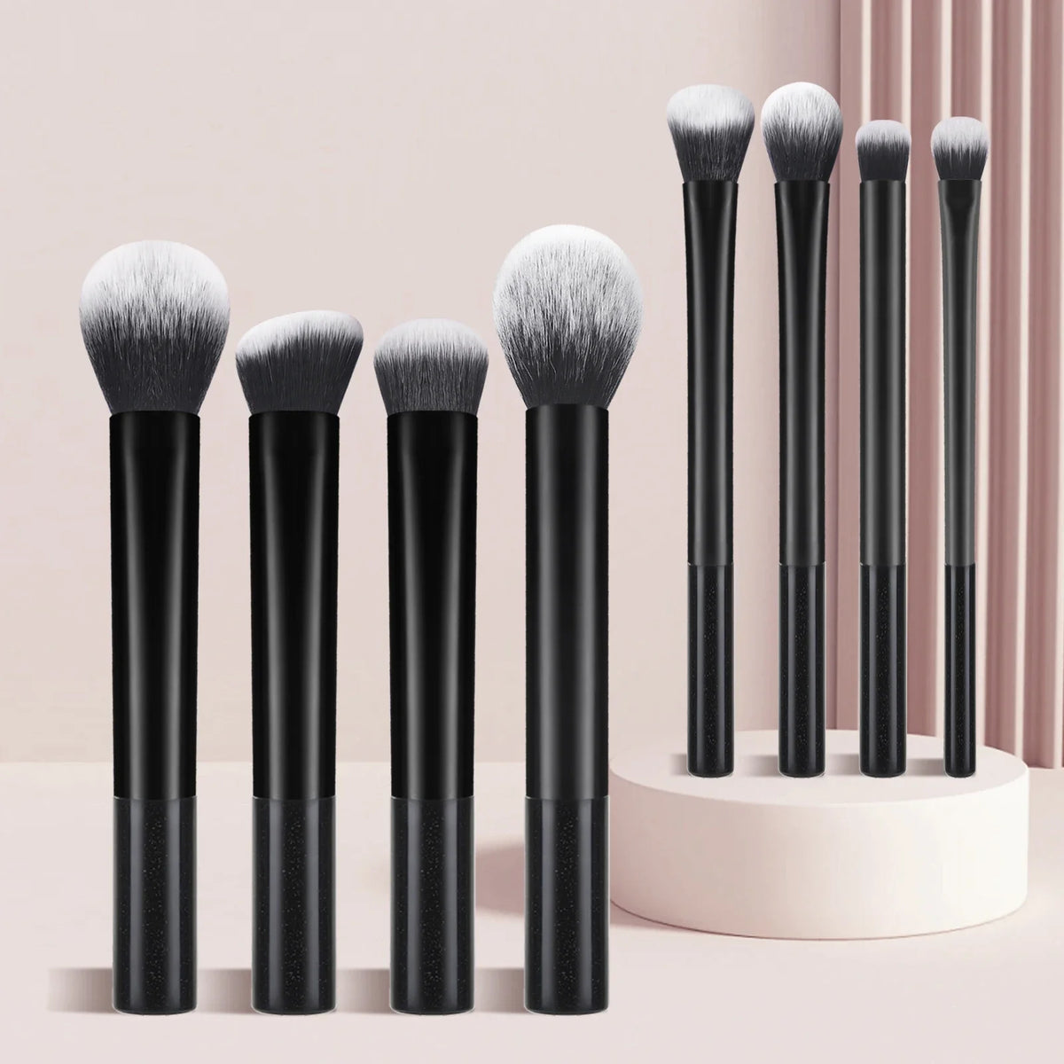 RUZOFO 8-Piece Portable Multifunctional Makeup Brush Set Makeup Brush Set HIP C700-Black-8pcs
