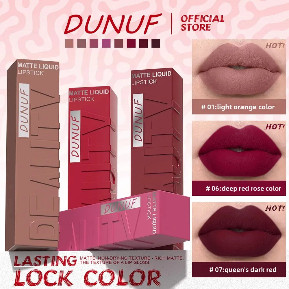 DUNUF 8-Pc Velvet Matte Liquid Lipstick Set – Waterproof Liquid Lipstick Set HIP
