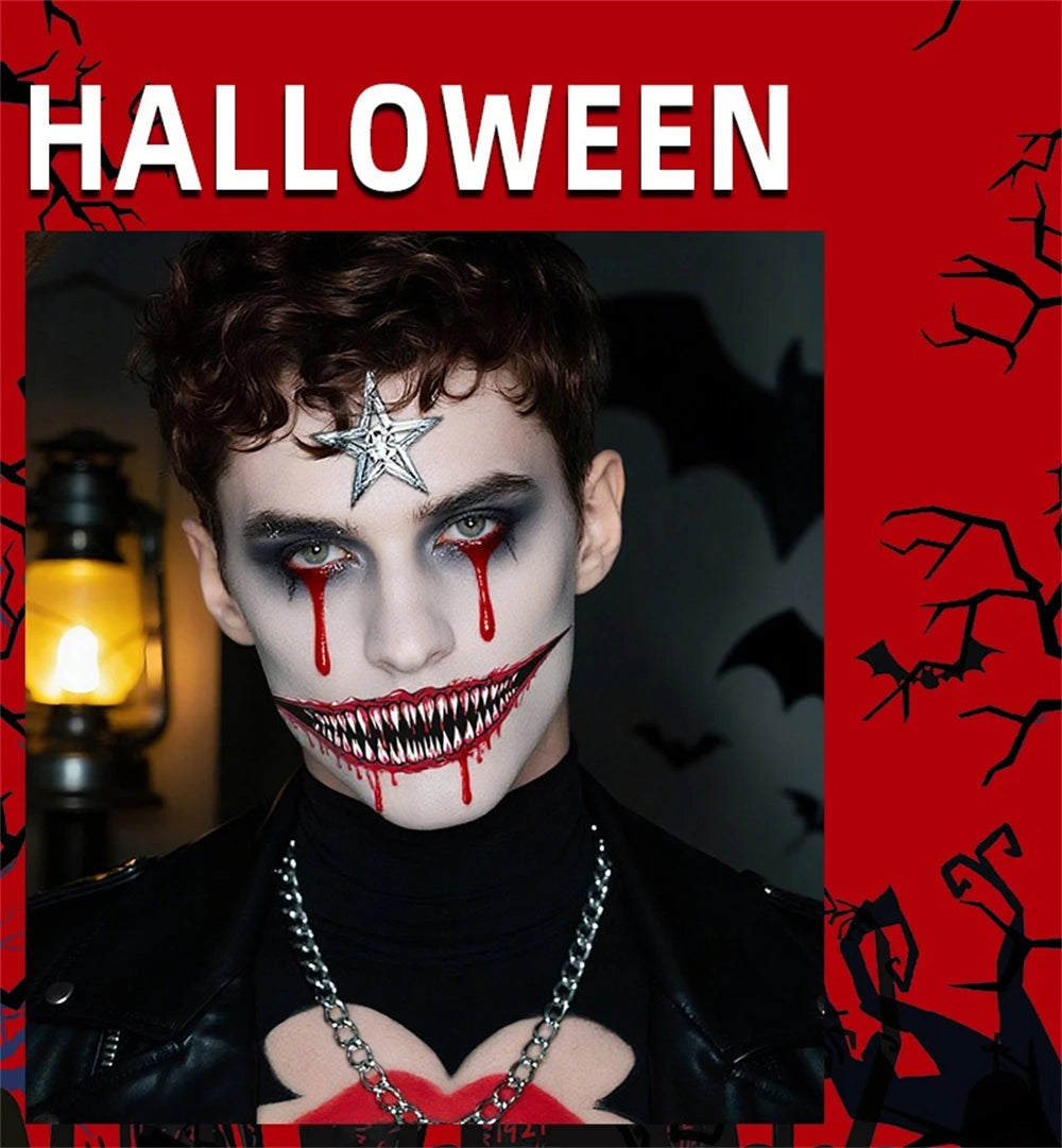 Big Mouth Tattoo Stickers 3D Creepy Lip & Body Decals for Party Makeup Horror DIY Fake Wounds & Scars For Halloween Party Tool HIP
