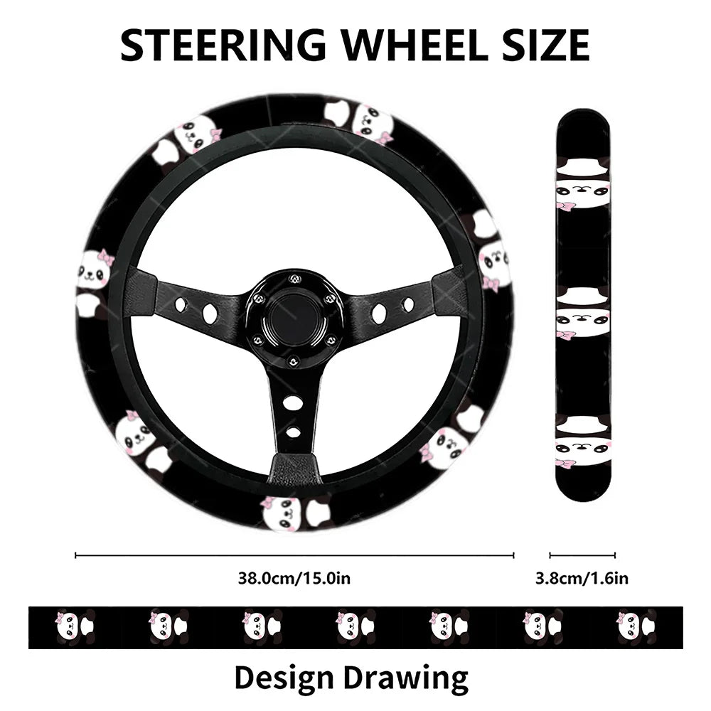 Panda Bow Steering Wheel Cover – Universal Fit Cars SUVs Trucks Steering Wheel Cover HIP
