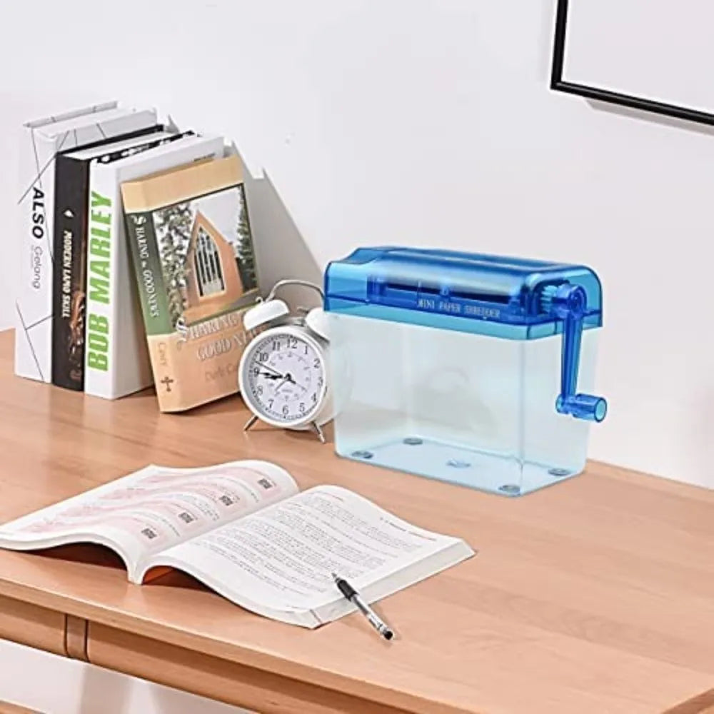 Mini Manual Hand Crank Paper Shredder – ABS Strip-Cut Manual Paper Shredder HIP