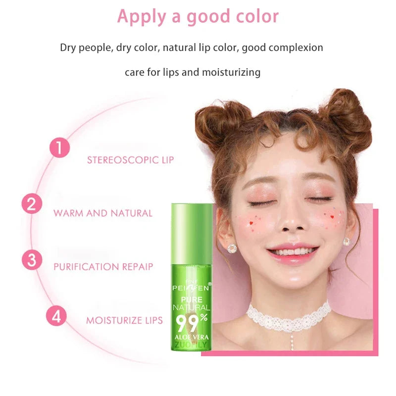 Natural Aloe Lipstick Lip Tint Long Lasting Waterproof Moisturizing Nourish Color Lip Gloss Changeable Color Lips Tick Lip Balm HIP