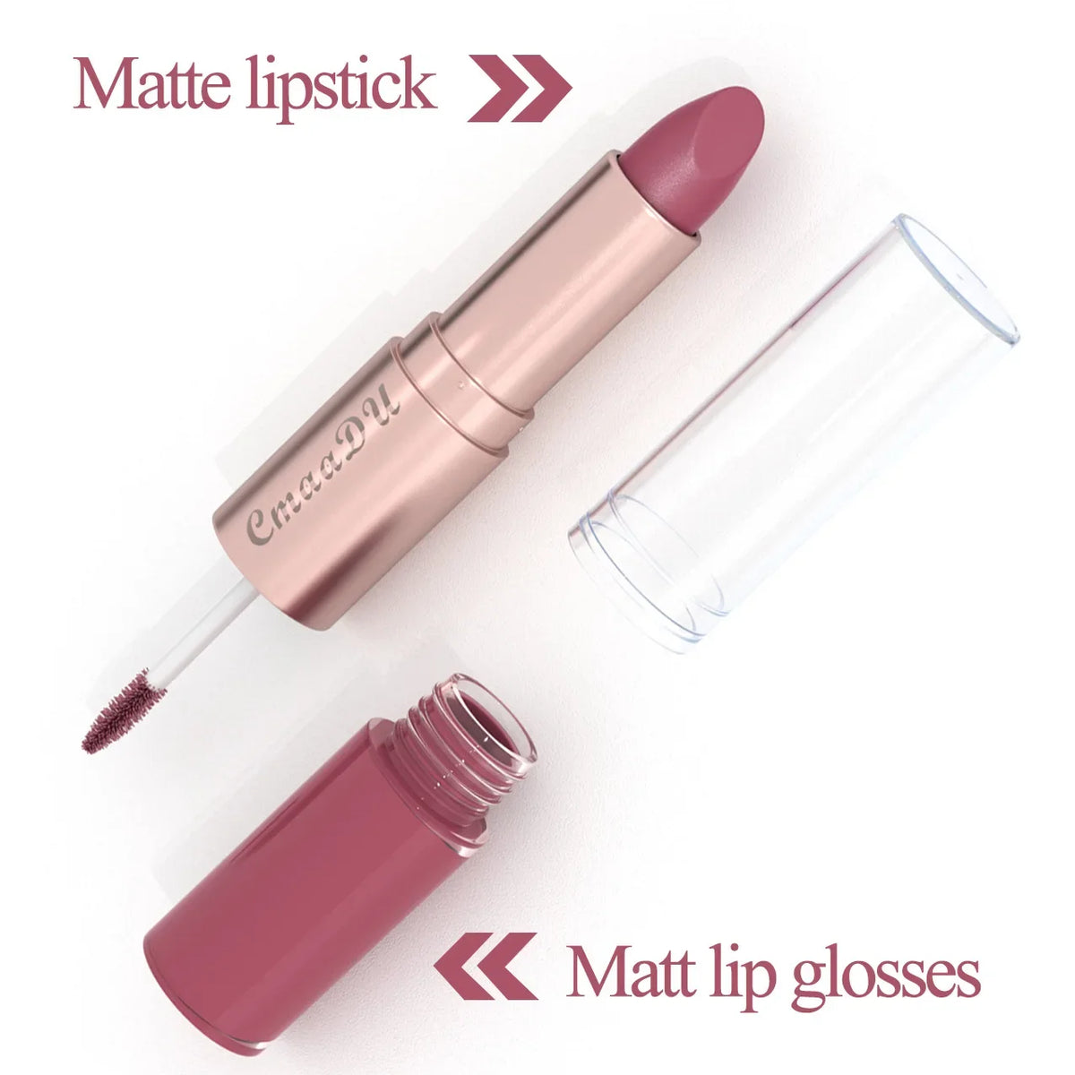 CmaaDu 3-Pc Double-Ended Matte Lipstick & Lip Gloss Set Lip Makeup Set HIP