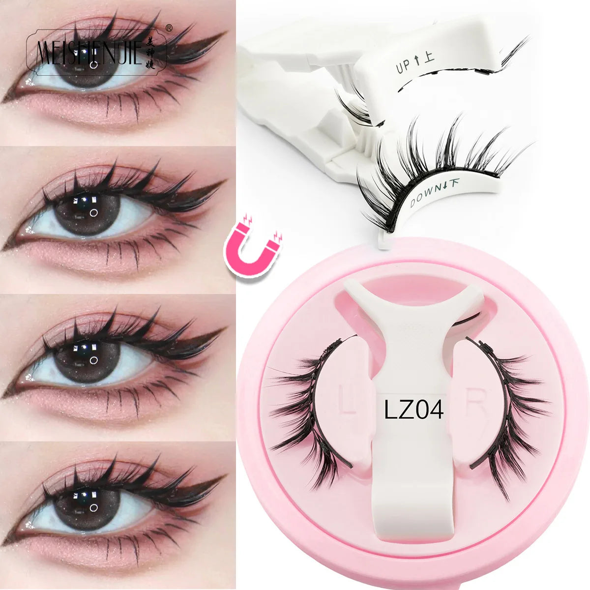 MEISHENJIE 1 Pair Magnetic Eyelashes Set Natural Mink Lashes Handmade Reusable Magnetic Eyelash Tweezers Kit Lash Makeup HIP