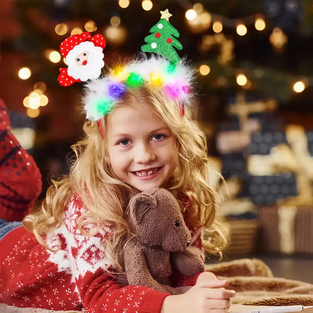1pc Light Up Christmas Headbands LED Reindeer Christmas Headbands Xmas Antler Headbands for Kids Women Christmas Party Supplies HIP
