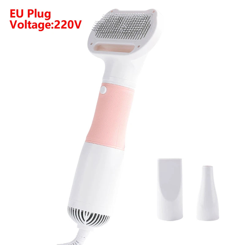 3-in-1 Pet Hair Dryer & Grooming Brush – Quiet Low Noise Pet Hair Dryer HIP Pink
