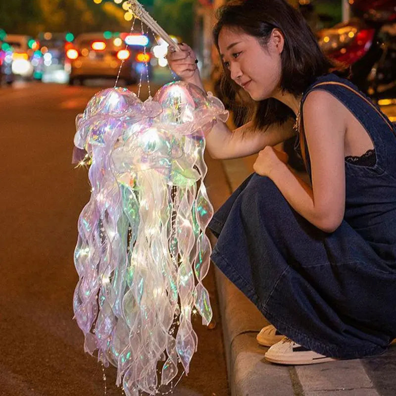 Jellyfish Lamp Portable Lantern Kids Children Bedroom Hanging Night Light Under The Sea Colorful Mermaid Ocean Party Home Decor HIP