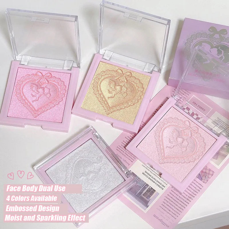 Champagne White Highlighter Powder Body Shiny Glitter Diamond Shimmer Brighten Highlight Face Contour Waterproof Lasting Makeup HIP