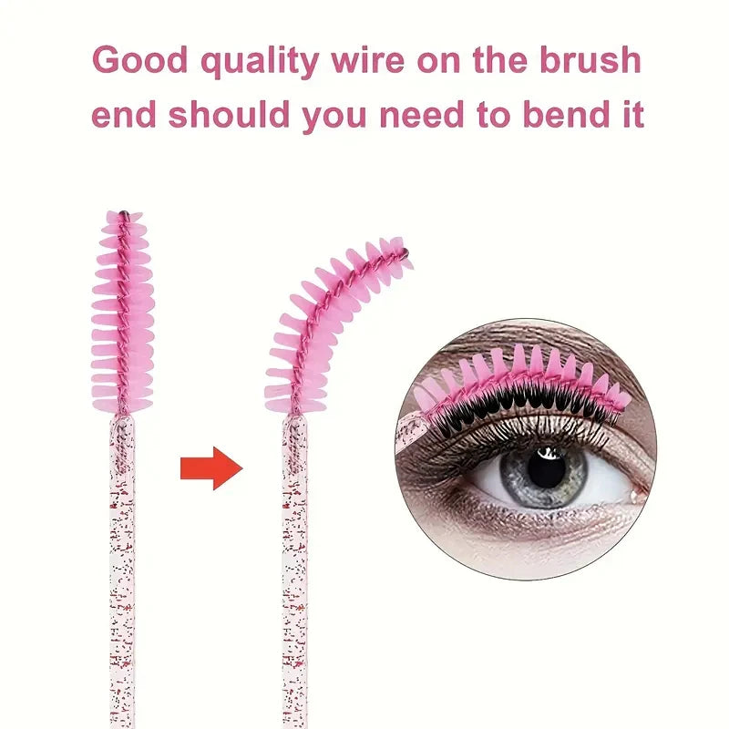 100pc Disposable Eyelash & Brow Spoolie Brushes | Mascara Disposable Spoolie Brush HIP