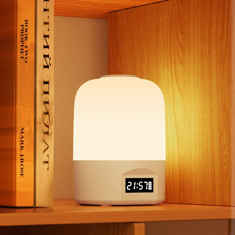 Rechargeable LED Night Light 1200Mah With Clock Remote Control Stepless Dimming Bedside Lamp For Bedroom Kids Gift HIP