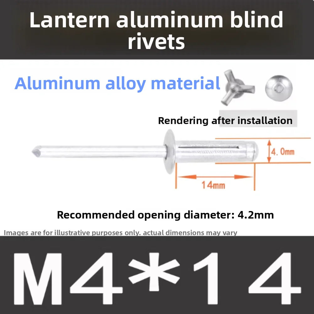 50-Pack Tri-Fold Aluminum Blind Rivets – 3.2, 4.0 & 4.8mm Blind Rivets HIP