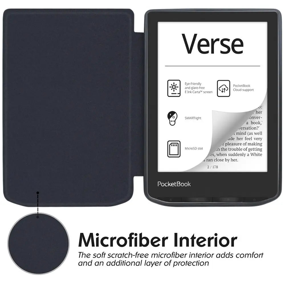 Pocketbook Verse/Verse Pro Case – Auto Wake/Sleep PU Leather E-Reader Folio Case HIP