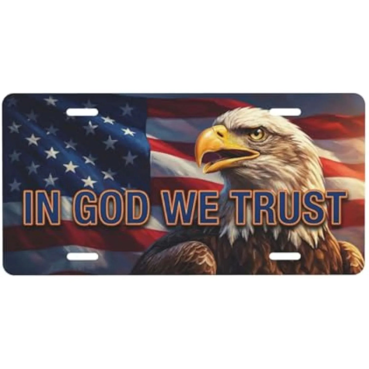 Eagle American Flag License Plate – Patriotic Aluminum Decor Decorative License Plate HIP 1