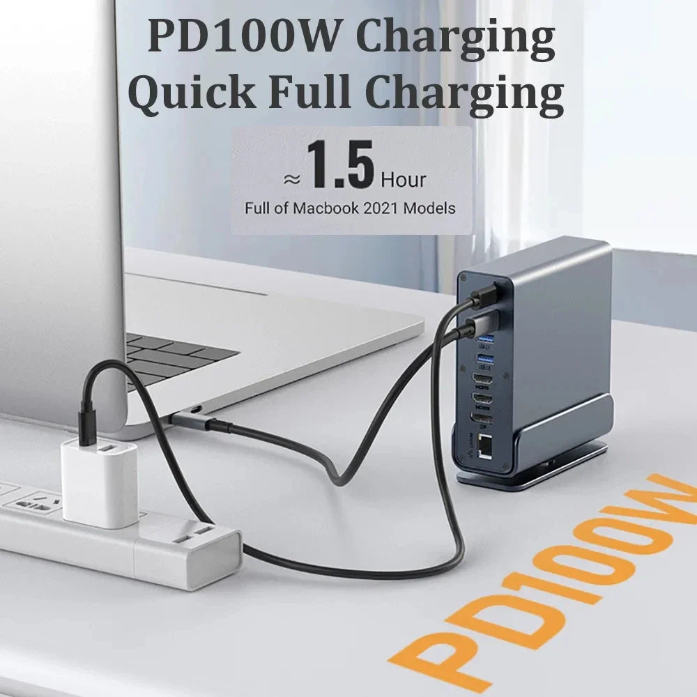KEBIDUMEI 15-in-1 USB-C Docking Station | Dual HDMI 4K60Hz USB-C Docking Station HIP