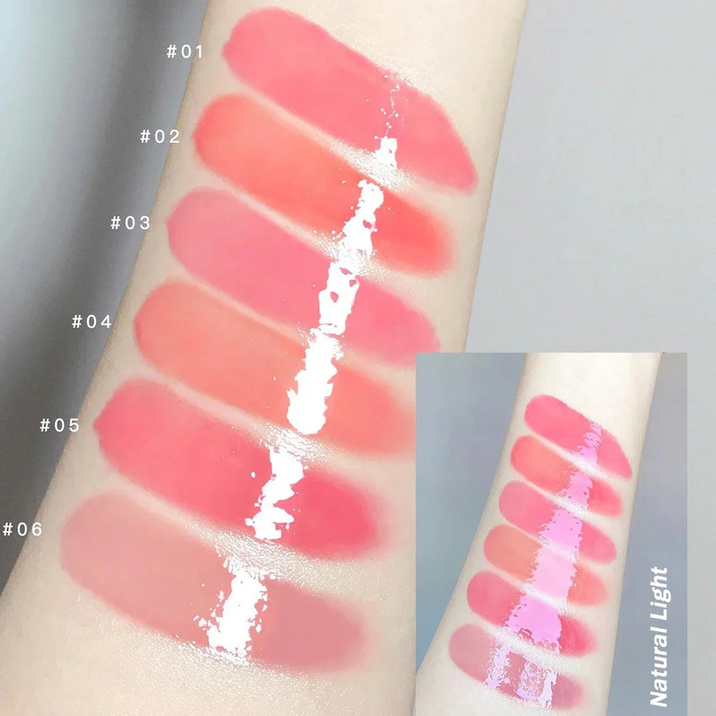 Floral Mirror Glass Solid Lip Gloss Water Light Round Tube Lipstick Clear Oil Jelly Lip Glaze Natural Nude Moisturizing Lip Tint HIP