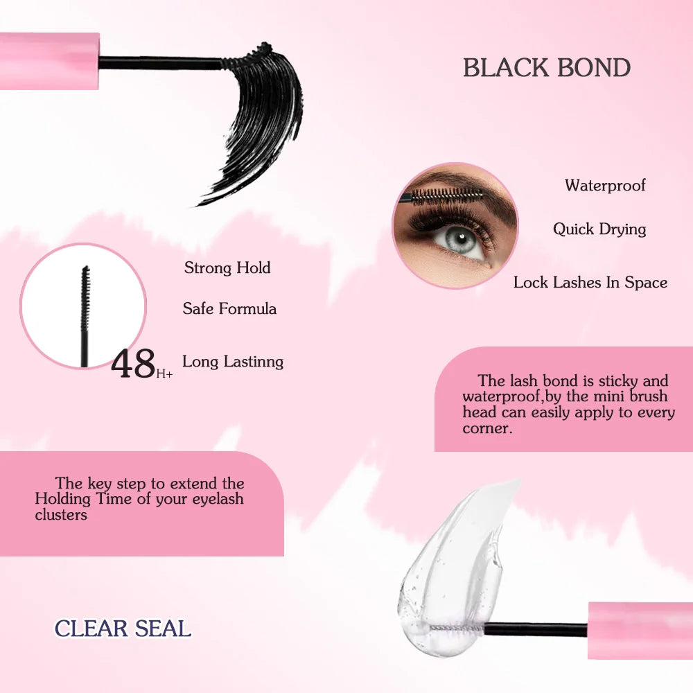 190-Pc 3D Cluster Lash DIY Extension Kit with Bond & Seal Cluster Lash Extension Kit HIP