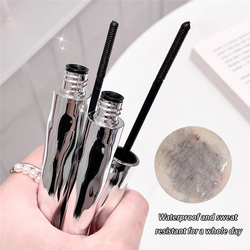 Silver Silk Fiber Matte Mascara Makeup Ultra-Fine Brush Lengthens Eyelashes Waterproof Fast Dry Eyelash Extension Mascara Makeup HIP