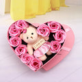 Artificial Flowers Valentines Day Gift for Her Rose Gift Box with Cute Bear Romantic Mothers Day Wedding Home Party Decor HIP Pink