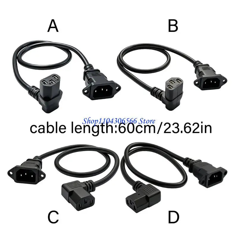 IEC C14 Panel Mount Power Extension Cable – 60cm Rack Cabinet Power Extension Cable HIP
