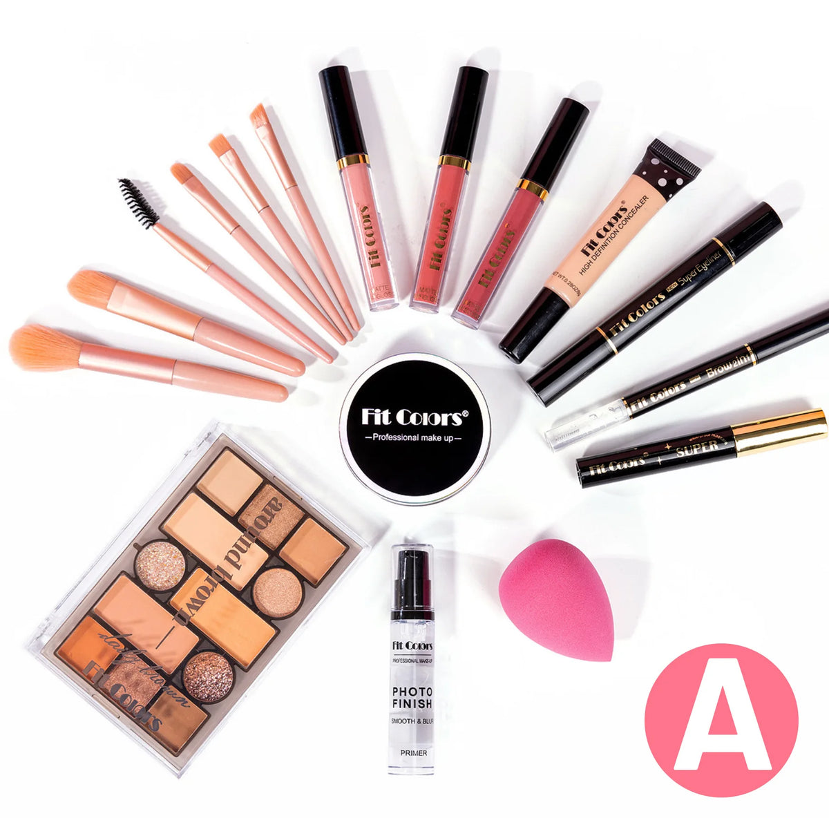 Fit Colors All-in-One Waterproof Makeup Kit – 16-Piece Set Complete Makeup Set HIP 18PCS set A