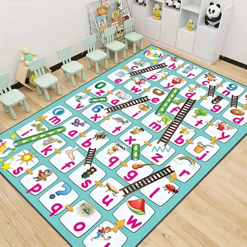 Snakes & Ladders Non-Slip Kids Area Rug – Game Pattern Mat Kids Game Pattern Rug HIP 1 80X120cm-Felt