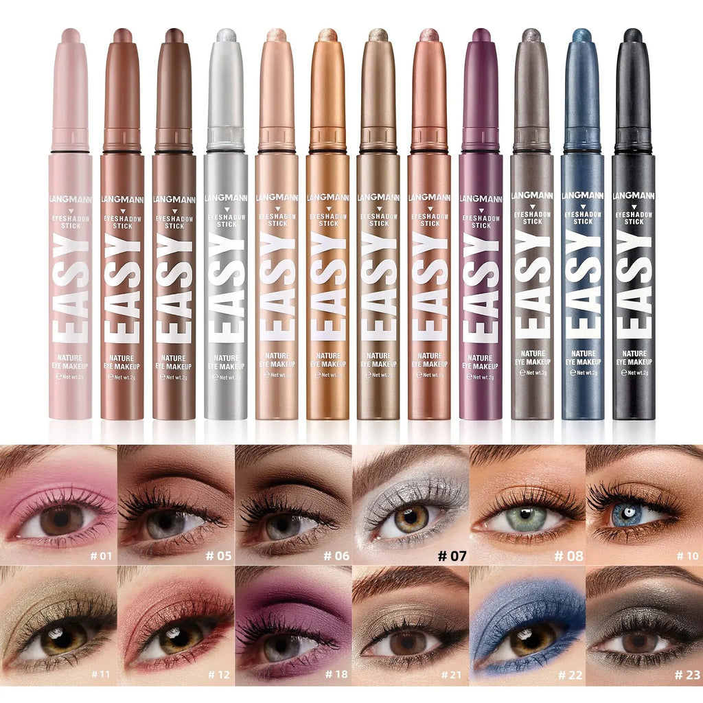 Langmanni Pearlescent Eyeshadow Pencil – Waterproof Smoky Glitter Eyeshadow Pencil HIP