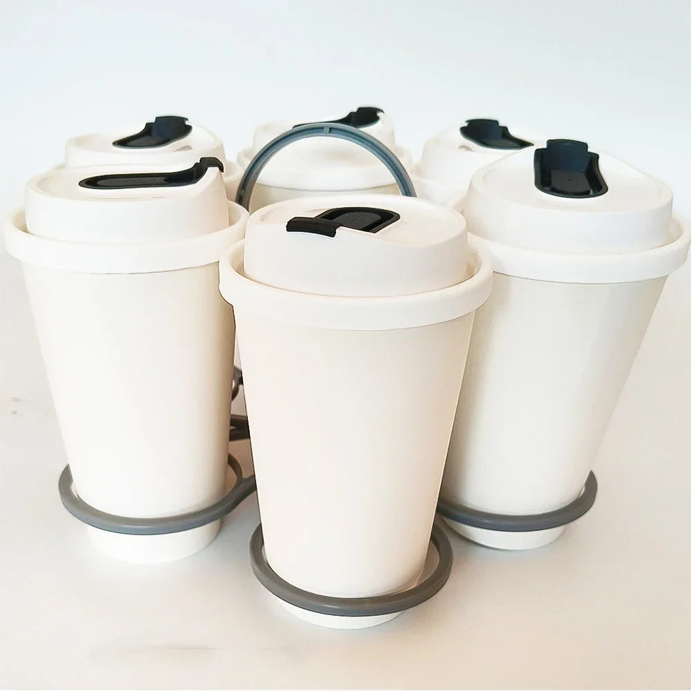 1Set Home Party Folding Cup Holder Rotating Six Cup Coffee Cup Holder Portable KTV Portable Cocktail Holder Milk Tea Cup Holder HIP