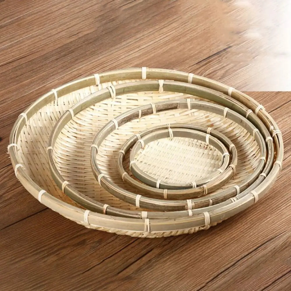 Handmade Woven Bamboo Tray Basket – Bread, Fruit & Wall Décor Woven Basket Tray HIP