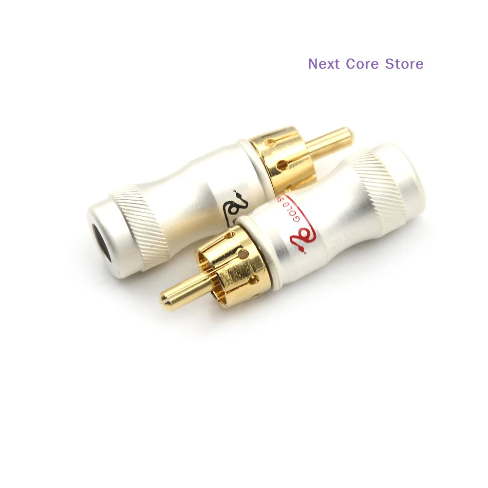 4-Pack Gold-Plated Male Plug HiFi Audio Connector Adapter Audio Connector Adapter HIP